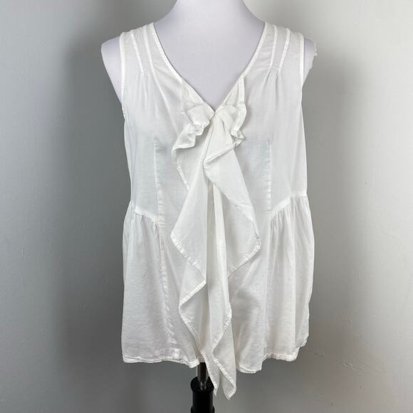 Anthropologie Tops - Anthropologie Edme & Esyllte White Ruffle Lightweight Sleeveless Top Size 4